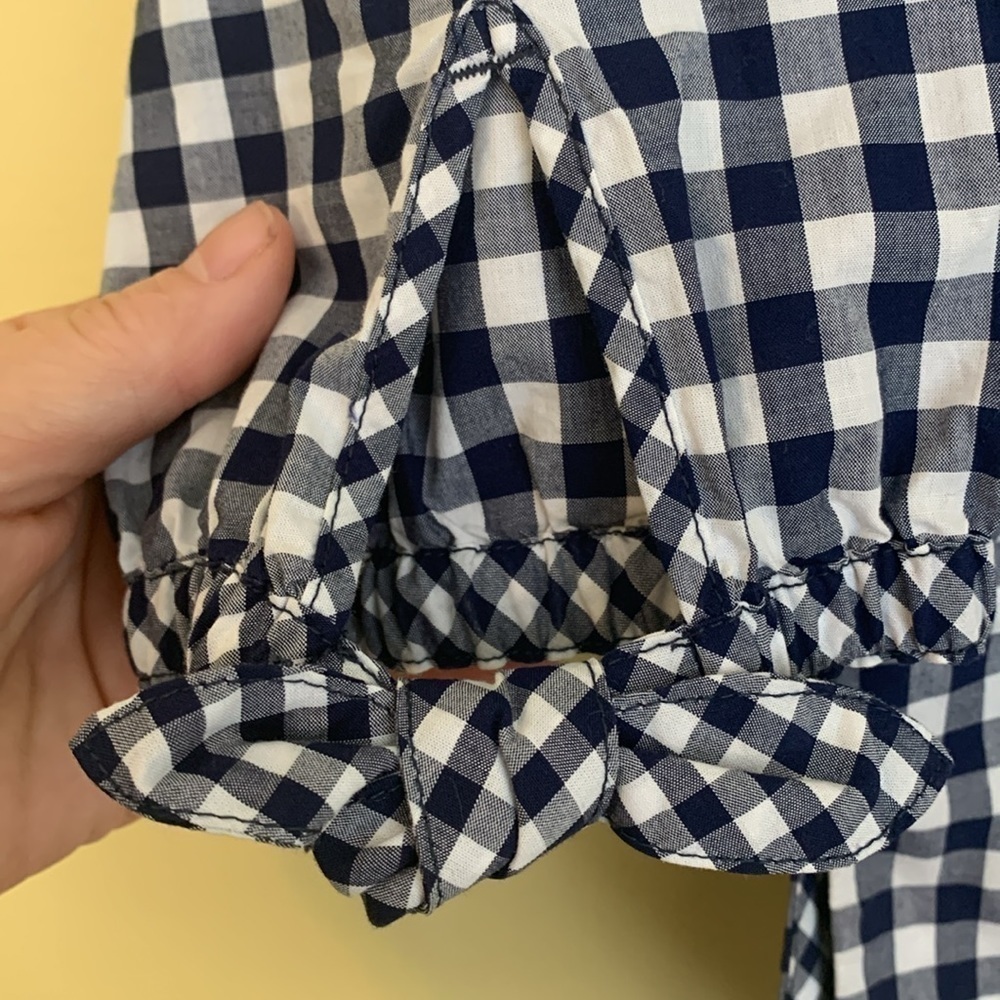 Vineyard Vines 100% Cotton Mixed Gingham Tie Sleeve High Low Hem Pullover Top S - Picture 12 of 17